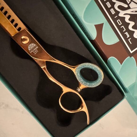 Kenchii Grooming Rose Swivel Thumb Line of Deluxe Shears 25T NEW - Picture 4 of 6